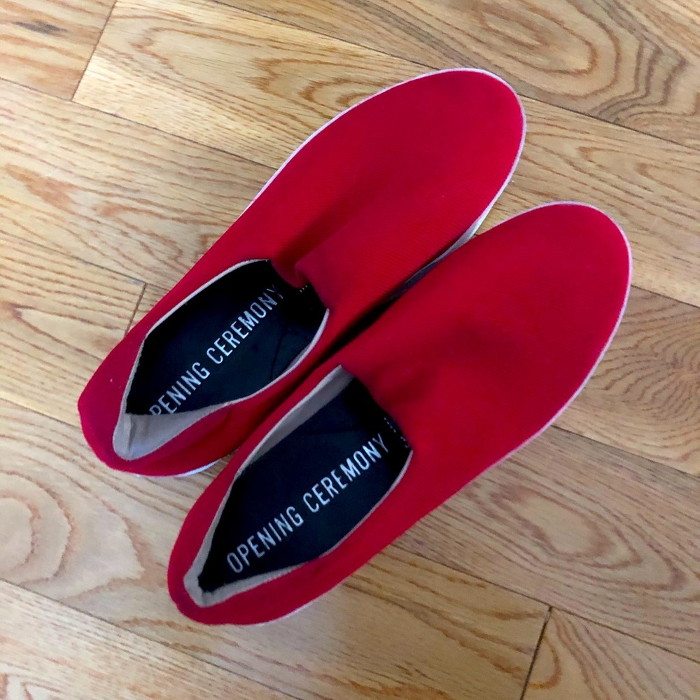 Opening ceremony red tall sneakers